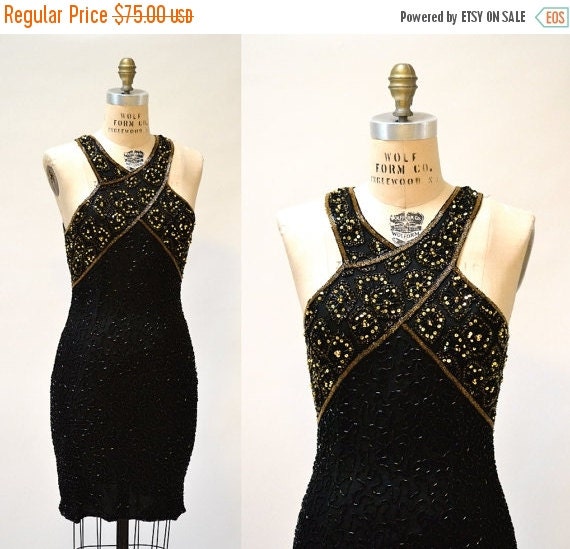 SALE 15% OFF Vintage Beaded Dress Size Medium by Hookedonhoney