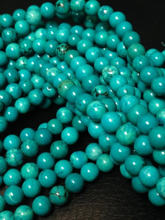 5mm Turquoise Beads Genuine Natural Dyed Stabilized Round
