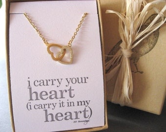 Dainty Interlocking Heart Necklace, Silver or Gold Heart Necklace, Valentines Day Gift, Anniversary Gift, Daughter Gift