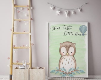 Woodland animal print, owl print, nursery prints, nursery wall art, woodland animals, wall art, nursery decor