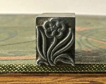 Vintage Letterpress Flowering Plant for Printing Stamping and Clay Stamping