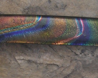 Earthy Rainbow Barrette Fused Dichroic Glass Barrette Earth Tones French Barrette