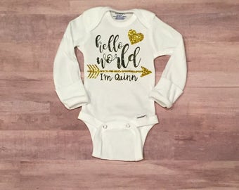 Hello World Onesie - Baby Girl - Newborn Photo Prop - Newborn Girl Coming Home Outfit - Newborn - Baby - Baby Shower - Baby Girl Clothes