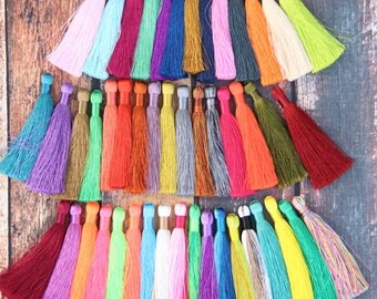 Silky Luxe Jewelry Tassels, Spring Pantone Colors, Jewelry Making Necklace Mala Tassels, Fall Fashion Tassels, 3.5", You Choose 3+ Colors