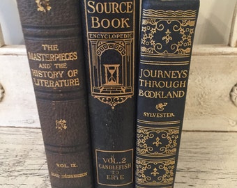 Vintage Black Gilded Book Stack - Library Wedding - Book Decor