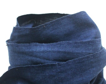 Japanese Indigo Cotton. Artisan Aizome Boro Textile. Blue Vintage Folk Fabric (Ref: 1742)
