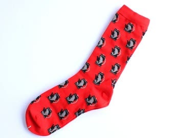 There was a Fish in the Percolator Socks // novelty print, unisex, red and black Twin Peaks