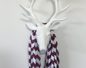 Infinity Scarf - Red & White Chevron - Cotton Jersey Knit