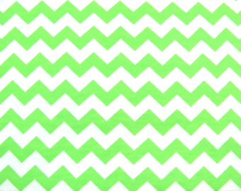 Flannel Fabric by the Yard in a Lime Green and White Chevron Print 1 Yard