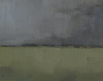 Original Oil Painting Landscape Painting Abstract by John Shanabrook - 5 x 7 - Ending with Rain