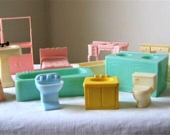 vintage plastic dollhouse furniture