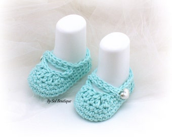 turquoise baby shoes