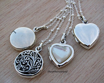 Sterling Silver 925 Heart Locket, Round Locket, Mens Locket, Lovers Locket, Silver Round Locket, Custom made gift under 30, Mothers necklace