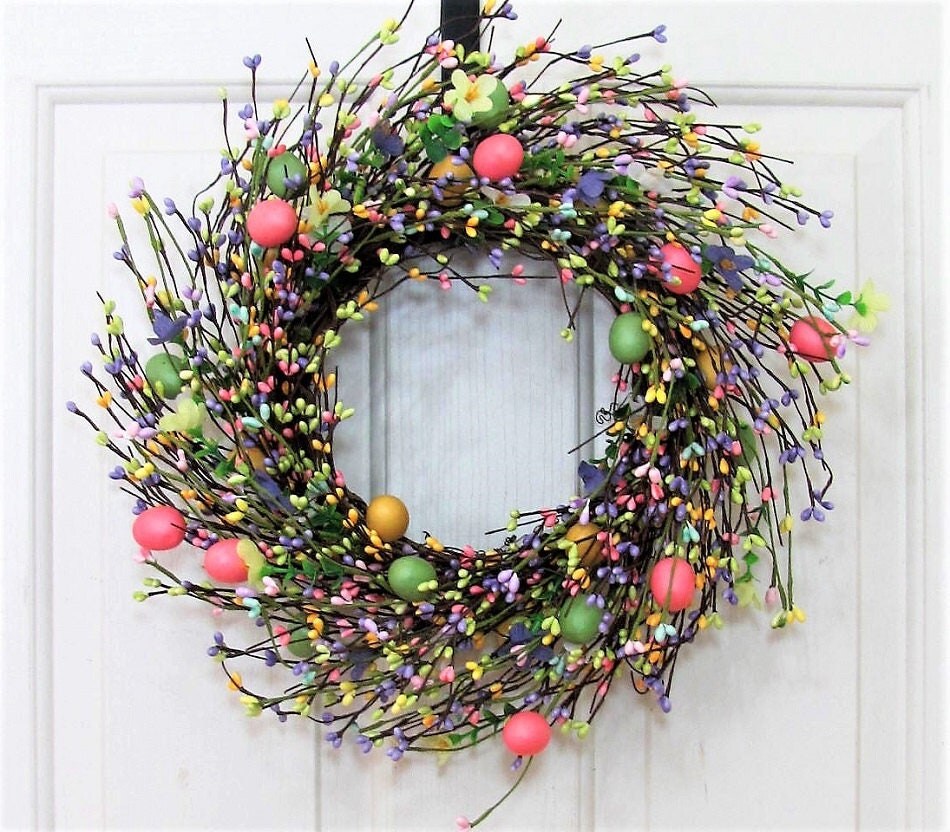 Spring Wreath - Mini Window Wreath - Farmhouse Easter Wreath - Easter Egg Wreath - Primitive Wreath - Easter Home Decor - Easter Candle Ring