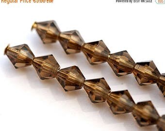 30%OFF SALE 4mm crystal beads Smoky topaz Czech Glass bicone Beads, spacers - 50Pc - 0398