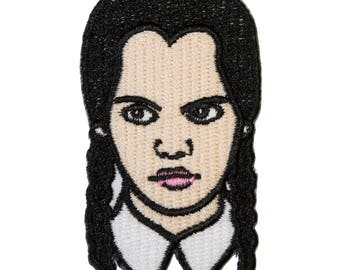 Wednesday Addams Iron On Patch Embroidery Sewing DIY Customise Denim Cotton Halloween Addams Family Gothic Occult Tumblr Retro '90s