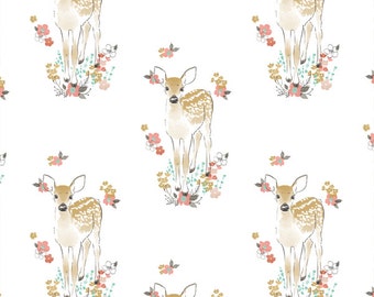 Fawn Curtains- Tulip Fawn on White Curtain Panels or Valance