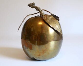Large Brass Apple Container with Lid