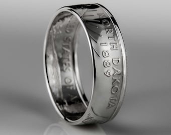North Dakota Quarter - Coin Ring - SILVER (.900)