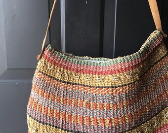 Huge sisal Vintage Woven Straw Sisal Tote Bag cross body purse lap top bag diaper bag colorful