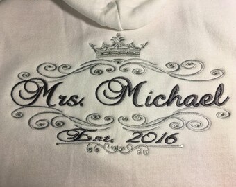 Bride Tracksuit Set, Brides Hoodie and pants - Bridal Party Tracksuit 2pcs. Personalizedfor you, Includes rhinestone accents!