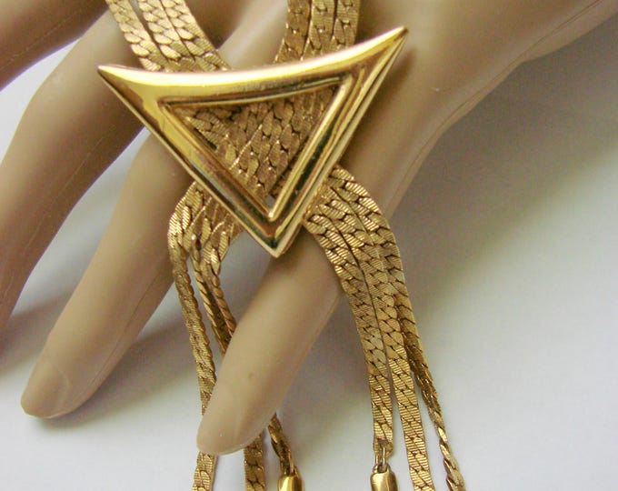 Vintage Monet Tassel Goldtone Necklace / Multi Chain / Snake Chain / Jewelry / Jewellery