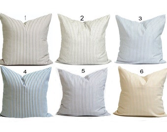 Ticking Stripe Pillow Covers, French Ticking Decorative Pillow, Throw Pillow, Cushion, All Sizes,Euro Sham,cm,French Country.Farmhouse Decor