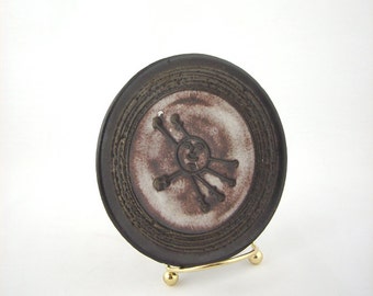 Mid Century Modern Glit Lava Pottery Plate, Iceland, Atomic, Mod, 1970s