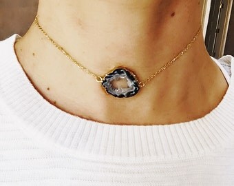 Geode Druzy Choker Necklace, Boho jewelry, chokers, Bobo wedding