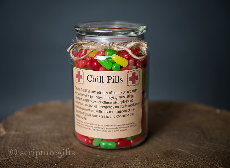 Chill Pill PROFESSIONALS Glass Apothecary Jar Funny Gag Gift