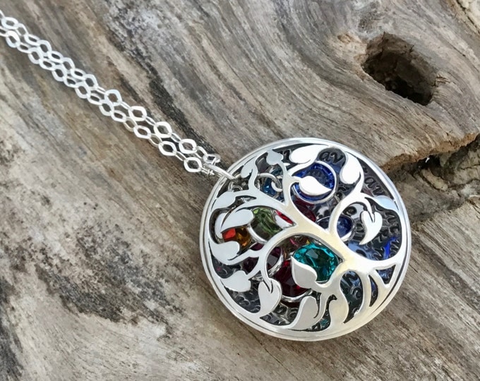 Tree-of-Life Necklace / Tree-of-Life Pendant / Locket pendent / Sterling Silver Tree-of-Life / Birthstone Necklace for Mom