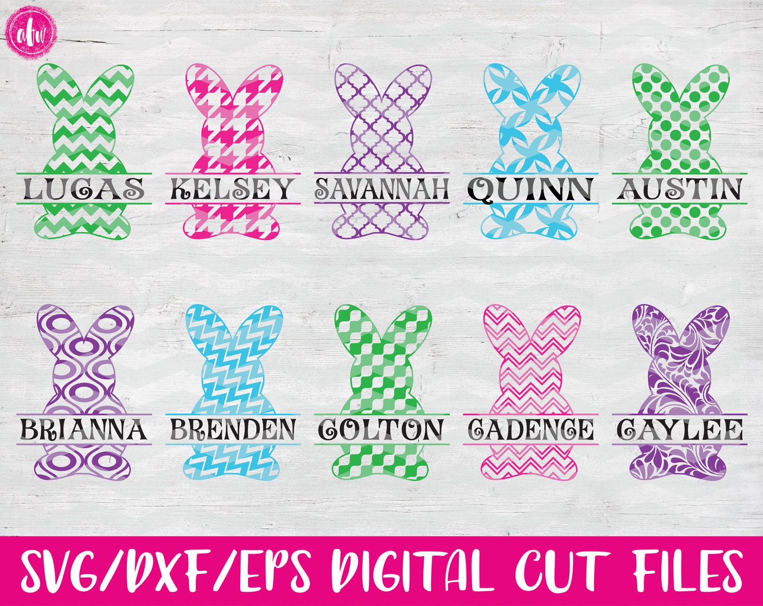 Download Split Pattern Easter Bunny SVG DXF. EPS Cut Files Spring