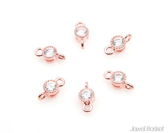 CRG004-C2 (6pcs) / Tiny Cubic Connector in Rose Gold Ver.2 / 4mm x 9mm