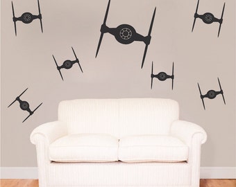 Tie Fighter Bedroom Kit Decals Star Wars Wall Decal Star Wars Mural Tie Fighter Kit Wall Vinyl Removable Star Wars Wall Vinyl Decal, g93