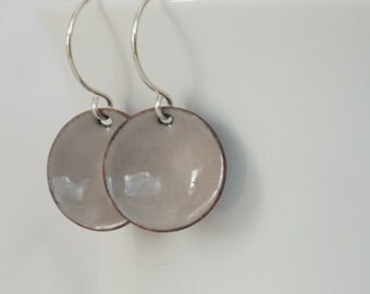 Light Grey Enamel Earrings - Enamel Jewelry