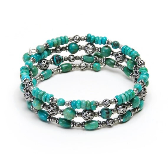 Genuine Turquoise Bracelet Turquoise Gemstone by lilicharms