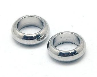 Stainless steel big hole spacer beads, 8X2.5mm, 5mm hole,20 pieces