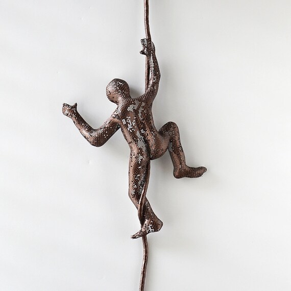Rock climber Climbing Figure on the rope Metal art sports