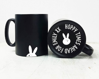 Personalised Hidden Message Carved Rabbit Mug/Personalised Gift/Personalized Mug/Mug Gift/Birthday Gift/Easter Gift/Gift For Bunny Lovers