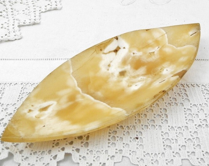 Vintage Artisan Carved Stone Agata Alabaster Tinket Bowl, Ashtray, Mid Century Decor, Retro Home Interior, Man Cave, Candle Holder, Jewelry