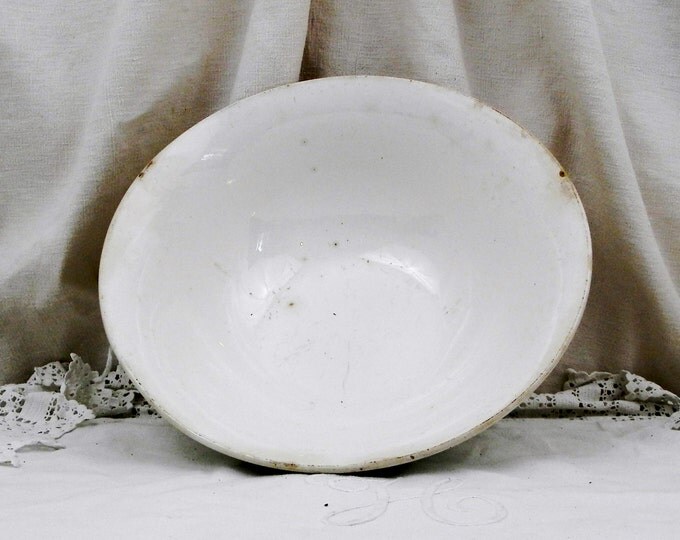Large Antique French White Ceramic St Amand Serving Bowl, Fruit Bowl, French Country Decor, Rustic, Cottage, Shabby, Chic, Digoin Style