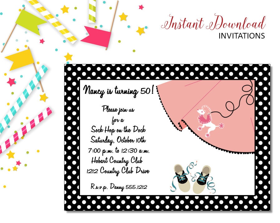 Sock Hop Invitation 8