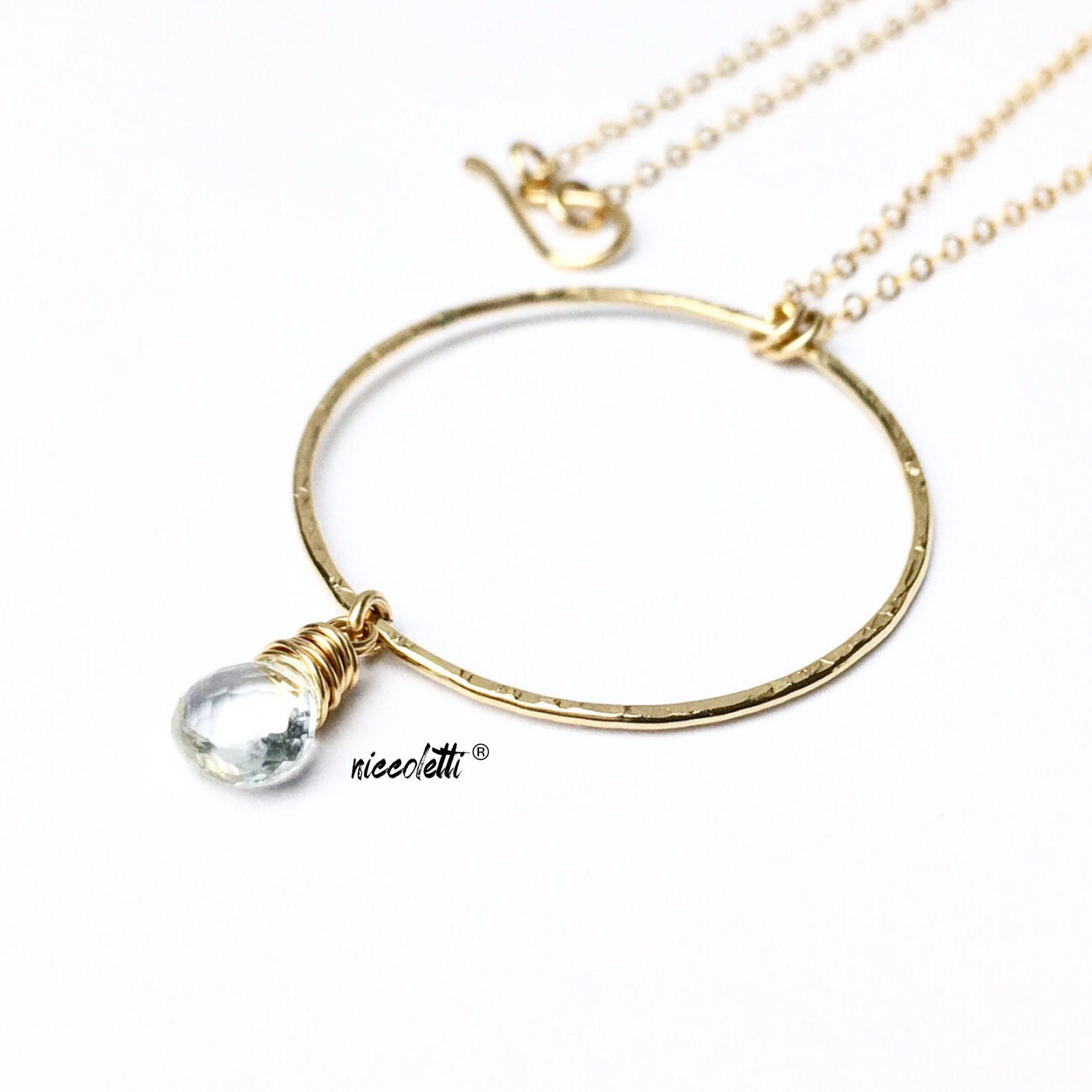 Aquamarine Necklace / March Birthstone/ Genuine Aquamarine Eternity Necklace / Gold Filled or Sterling Silver Aqumarine Necklace