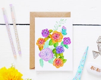 SALE - HALF PRICE - Watercolour Wonderful Blooms - Postcard