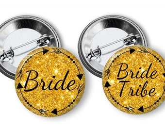 Bride Tribe Bachlorette Party Favors 2.25 inch pinback button set Bachelorette Pins Buttons Badges