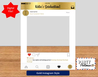 Custom Instagram Frame in Gold Photo Booth Prop Instagram Prop (Digital File Only)
