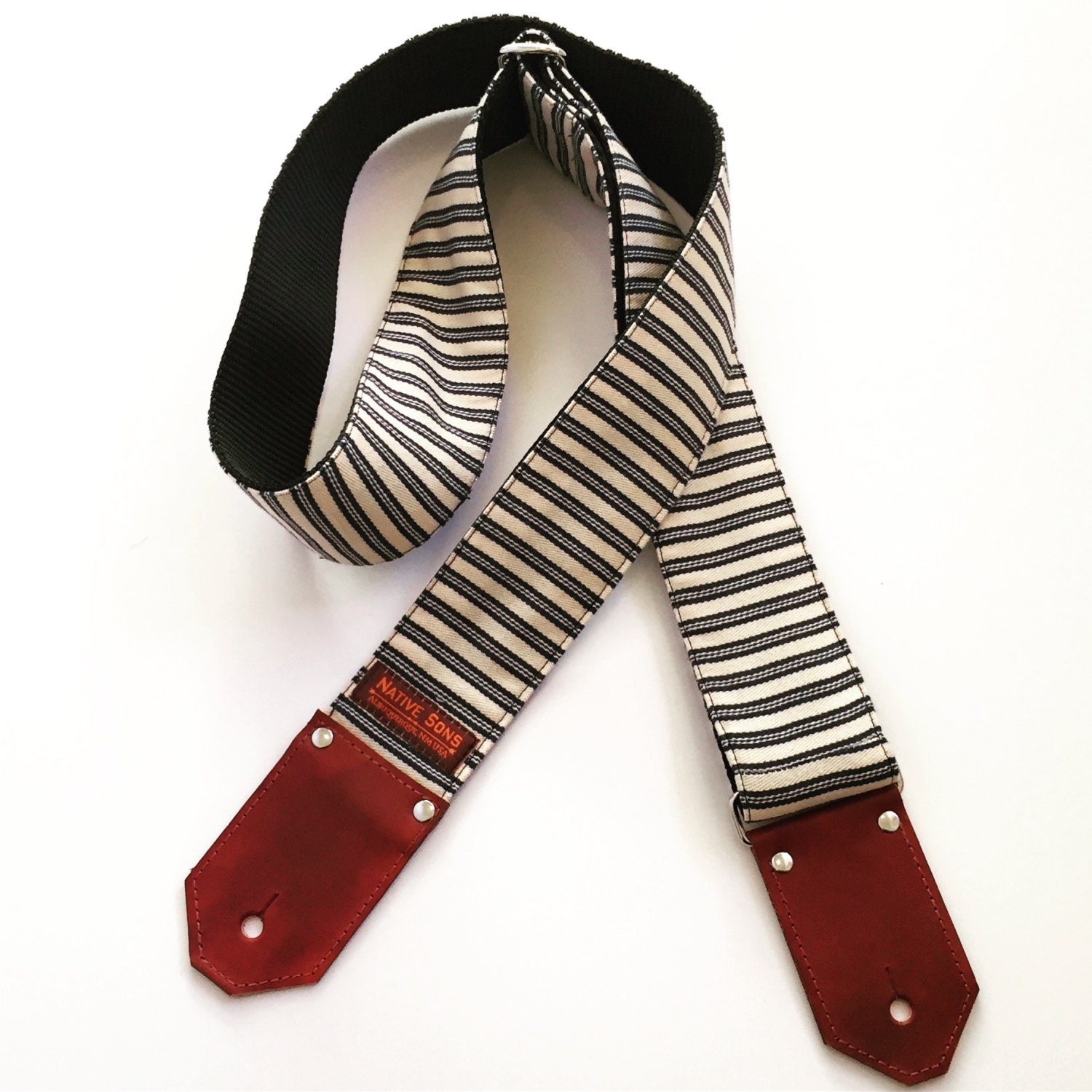 The Cole Guitar Strap Classic ticking Stripe cotton Navy