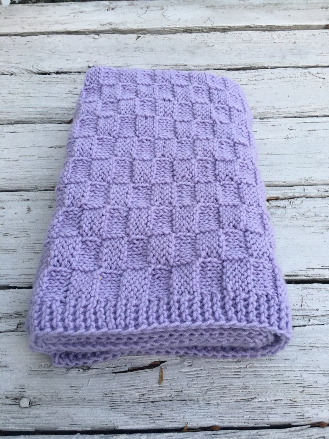 Basketweave lilac Blanket Hand Knit Baby Blanket Knitted