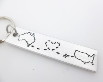 Long Distance Friends, State Keychain, Country Keychain, Map Keychain, Long Distance Couples, Moving away Gift, Long distance Gift, USA Map