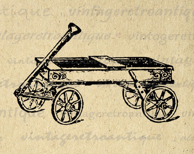 Digital Printable Toy Wagon Graphic Download Image Illustration Antique Clip Art Jpg Png Eps HQ 300dpi No.1306